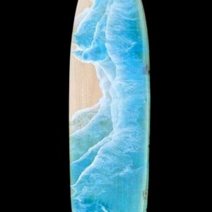 Surfboard Wall Art on Mahogany Ocean Waves