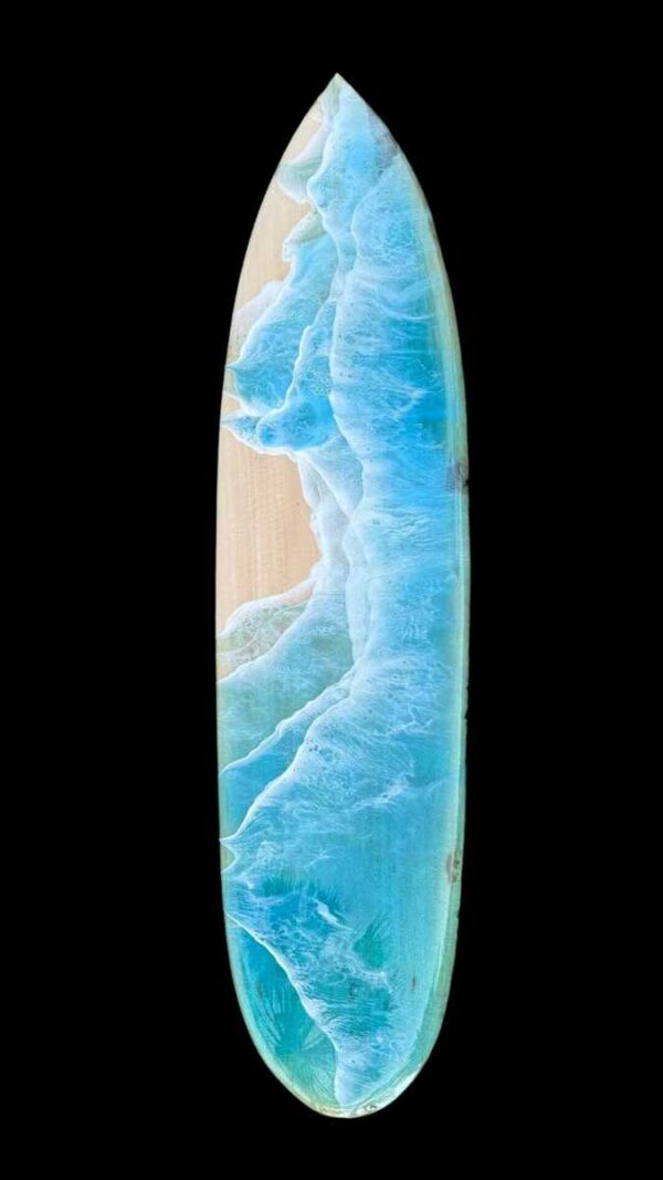 Surfboard Wall Art on Mahogany Ocean Waves