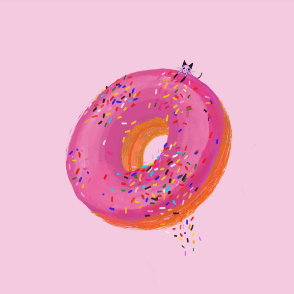 Series Title: Food for Thought Inspired by quotes from Japanese novelist Haruki Murakami. — Death, a Part of Life (Banana) — A Whole Hole (Doughnut) — Drink My Words (Whiskey) — A Slice of Analysis (Watermelon)